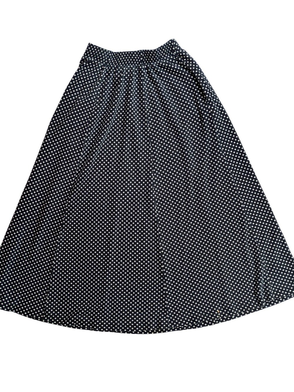 Black Polka Dot A-Line Midi Skirt